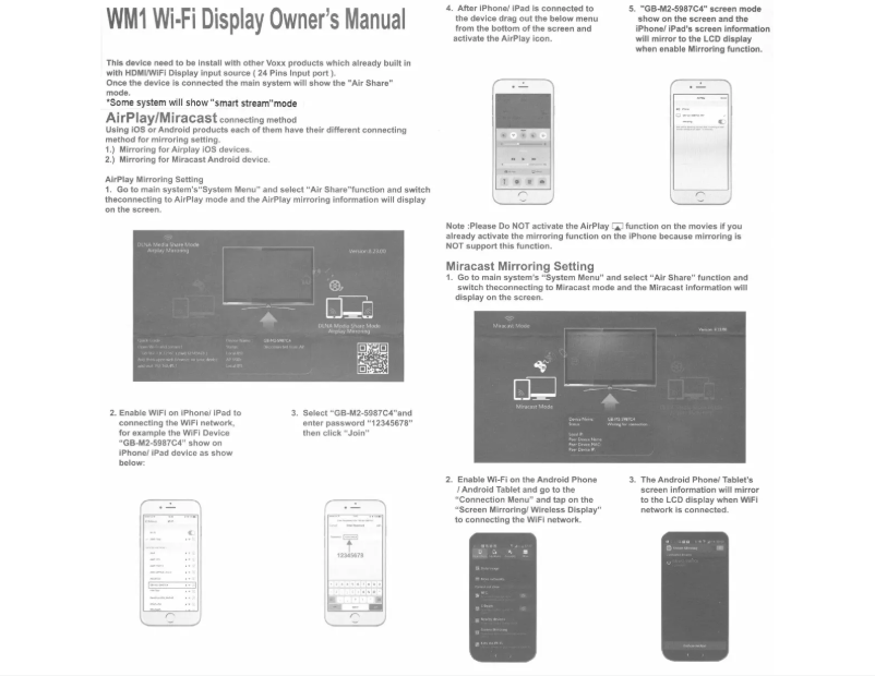 Imagen de la primera página del manual del dispositivo WM1