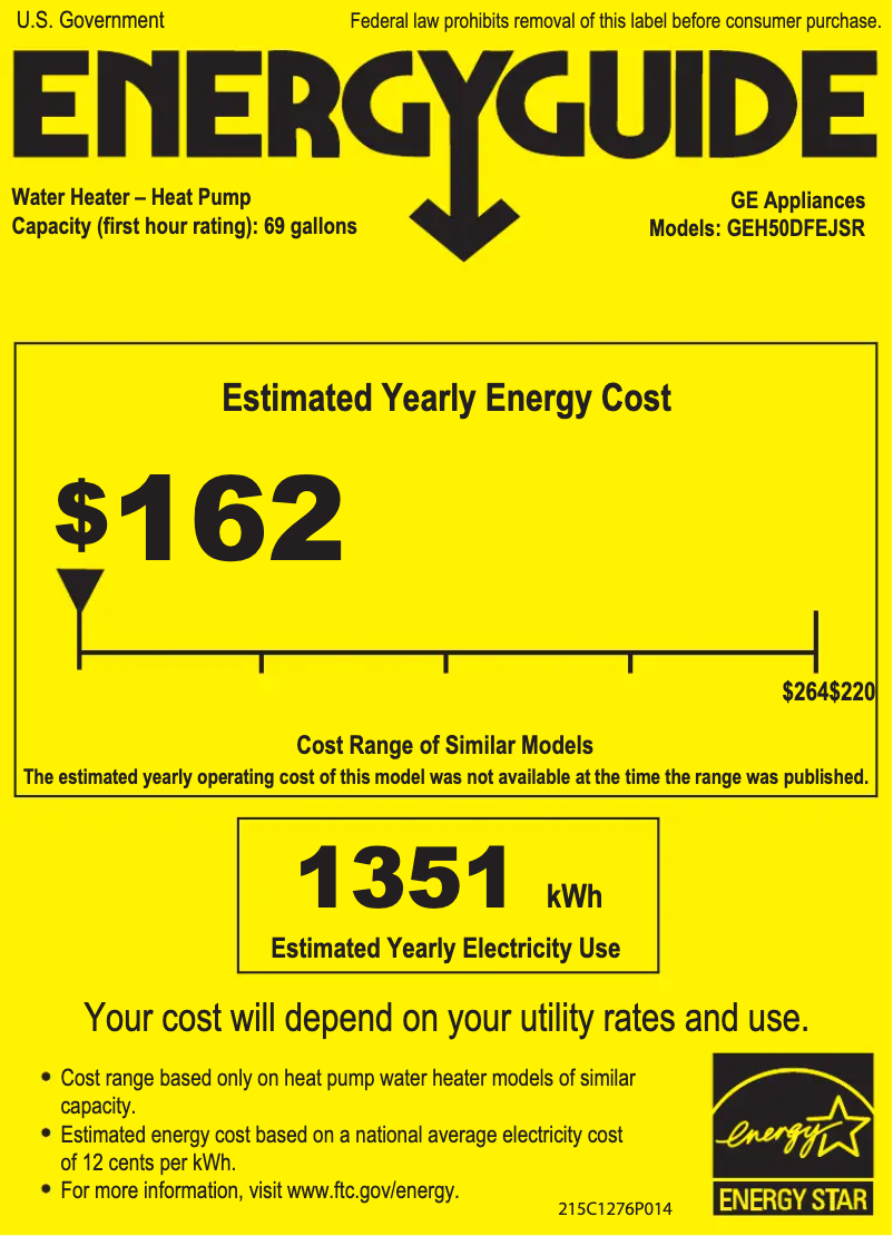 Página 1 del manual Etiqueta energética GE GeoSpring H50DFEJSR