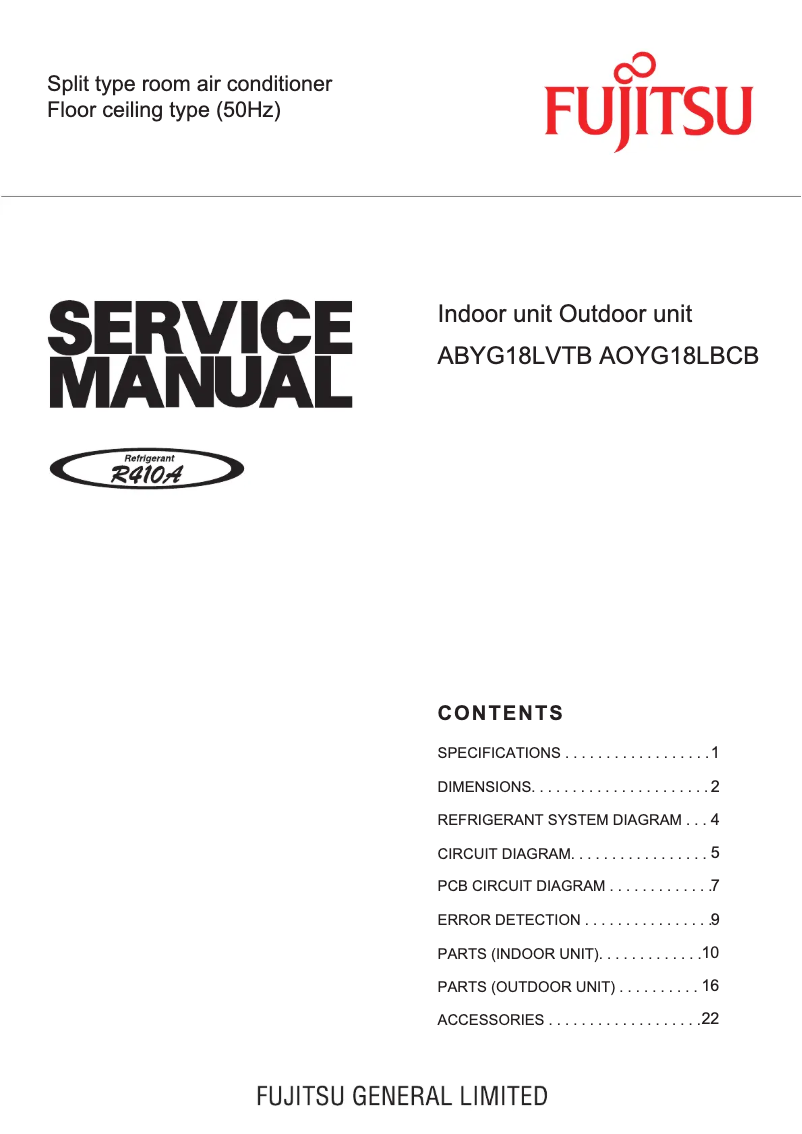 Página 1 del manual Manual de usuario Fujitsu AOYG18LBCB