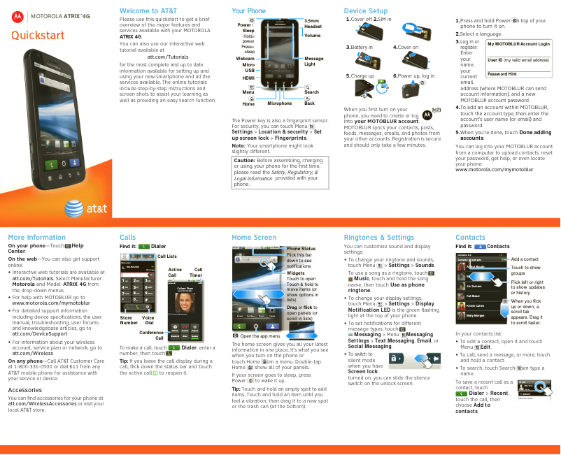 Página nº 1 - Guía de inicio rápido Motorola Atrix