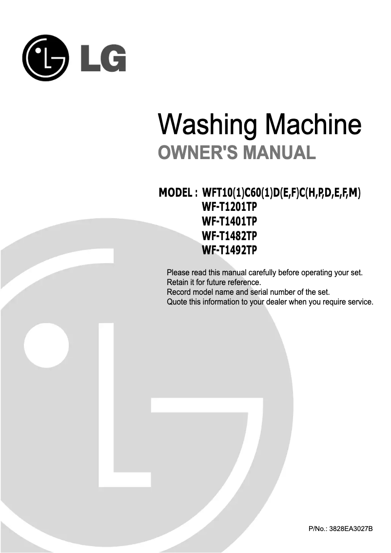 Página 1 del manual Manual de usuario LG WFT11C61DP