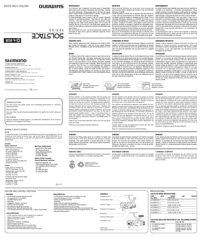 Imagen de la primera página del manual del dispositivo Solstace 2000RH