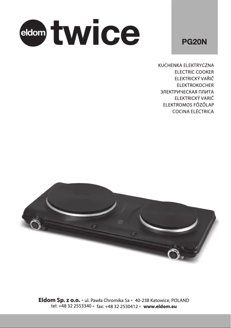 Página 1 del manual Manual de usuario Eldom Twice PG20