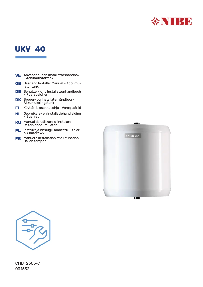 Página 1 del manual Guía de instalación Nibe UKV 20-1000