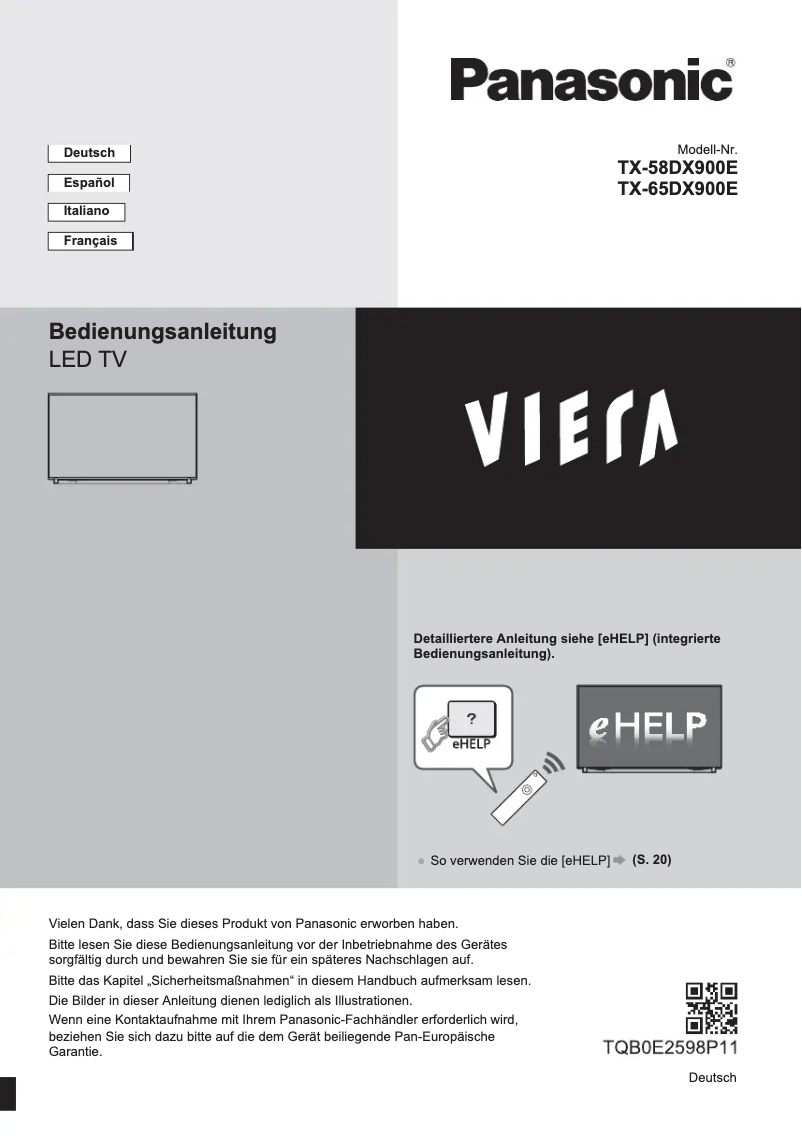 Imagen de la primera página del manual del dispositivo TX-58DX900E