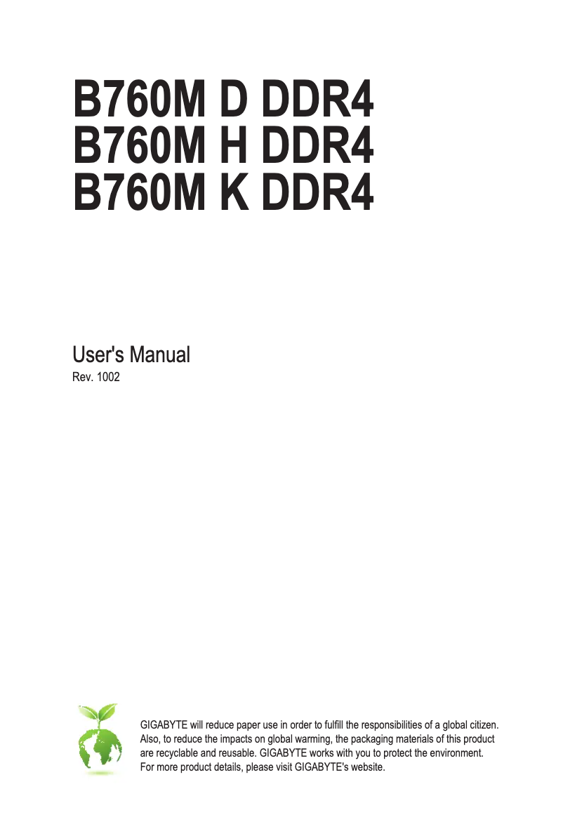 Página 1 del manual Manual de usuario Gigabyte B760M K DDR4