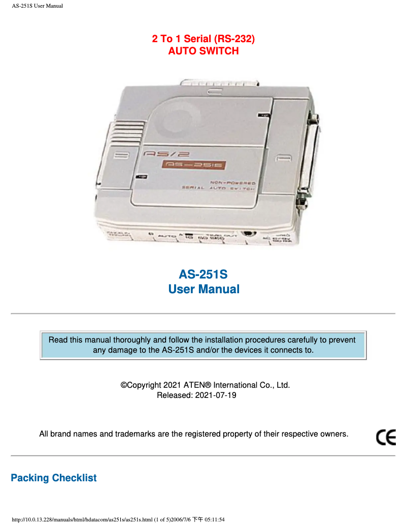 Página nº 1 - Manual de usuario ATen AS251S