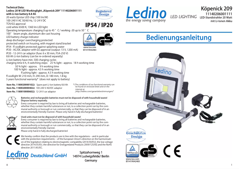 Imagen de la primera página del manual del dispositivo Köpenick 209