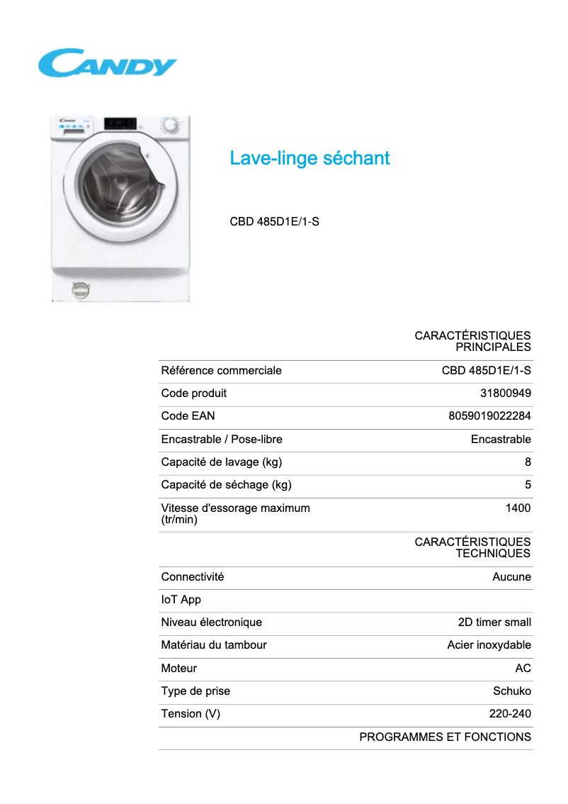 Imagen de la primera página del manual del dispositivo CBD 485D1E/1-S
