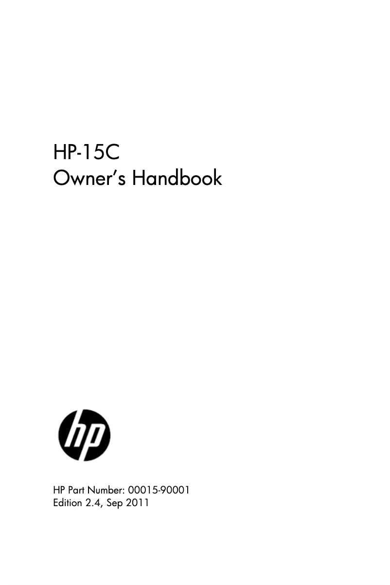 Página 1 del manual Manual de usuario HP 15c