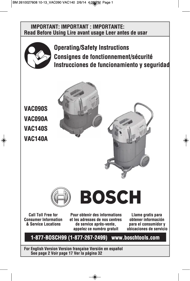 Imagen de la primera página del manual del dispositivo VAC090S