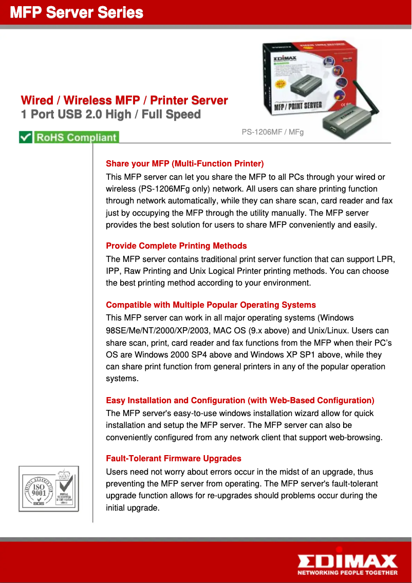 Imagen de la primera página del manual del dispositivo PS-1206MFg