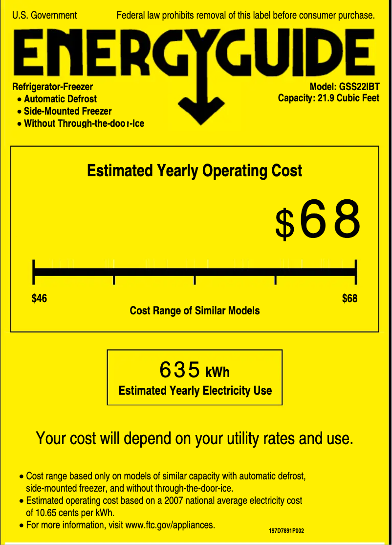 Página 1 del manual Etiqueta energética GE GSS22IBTWW