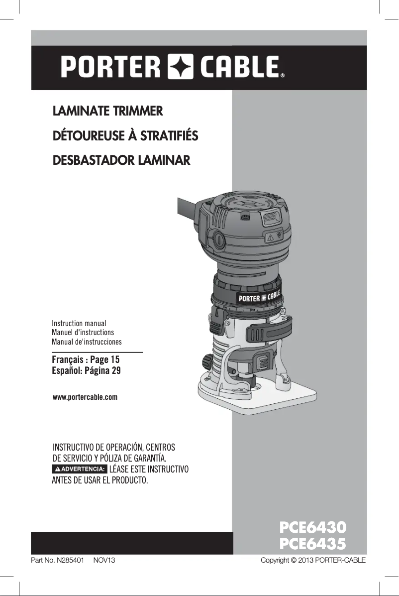 Página 1 del manual Manual de usuario Porter-Cable PCE6435