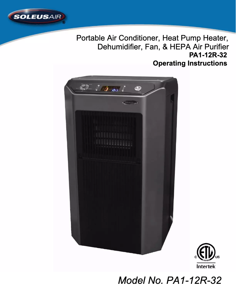 Página nº 1 - Manual de usuario SoleusAir PA1-12R-32