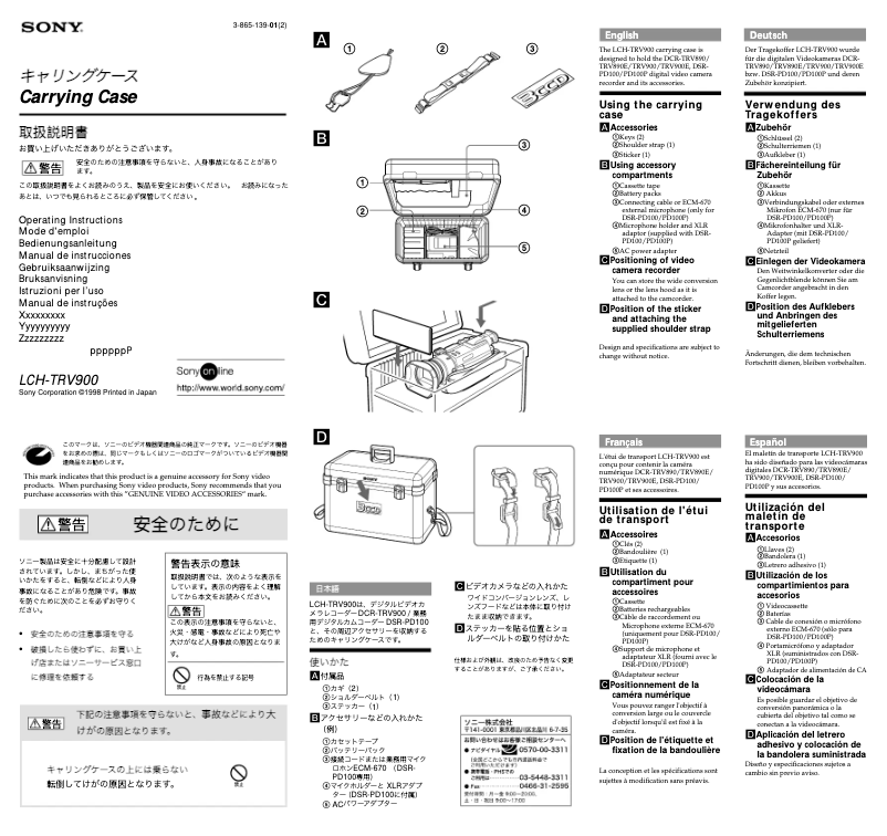 Página nº 1 - Manual de usuario Sony LCH-TRV900