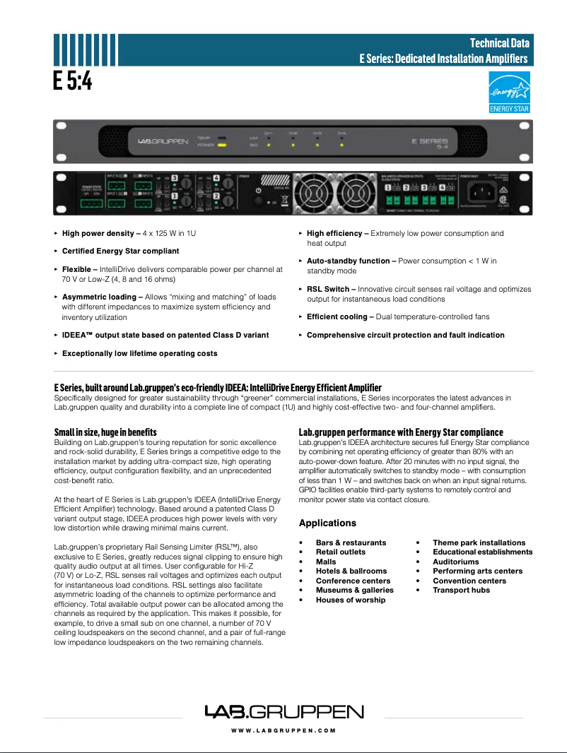 Página 1 del manual Guía de inicio rápido Lab Gruppen E 5:4