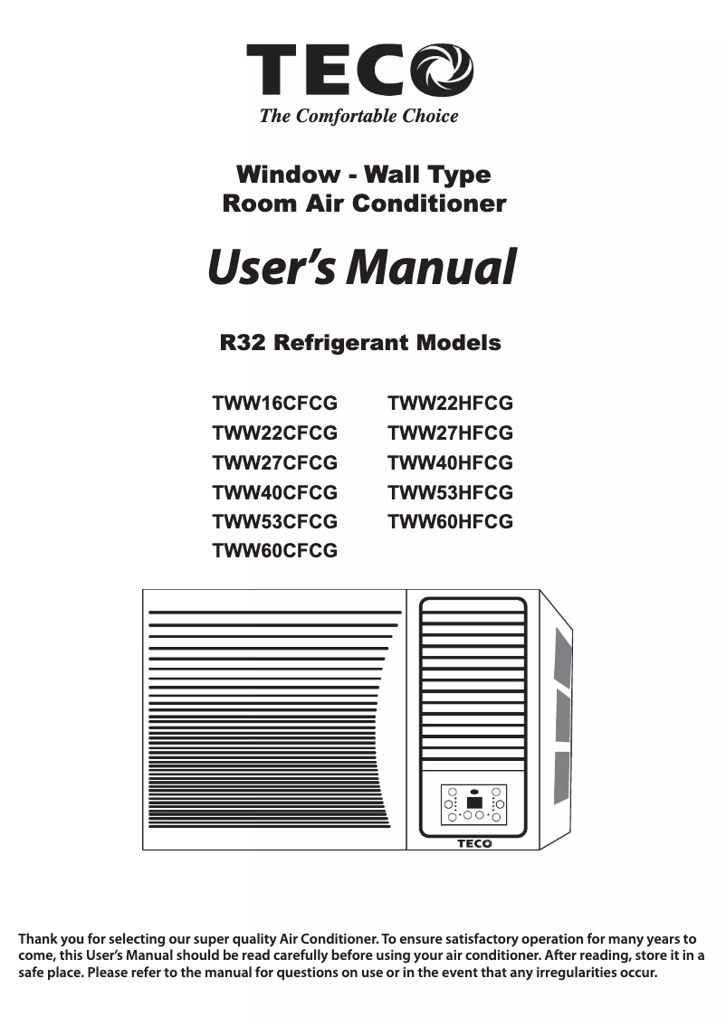 Imagen de la primera página del manual del dispositivo TWW22CFCG