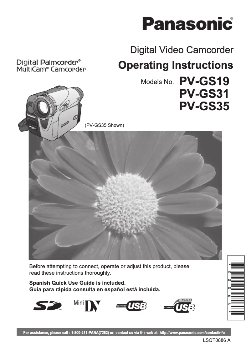 Página 1 del manual Manual de usuario Panasonic Palmcorder MultiCam PV-GS31