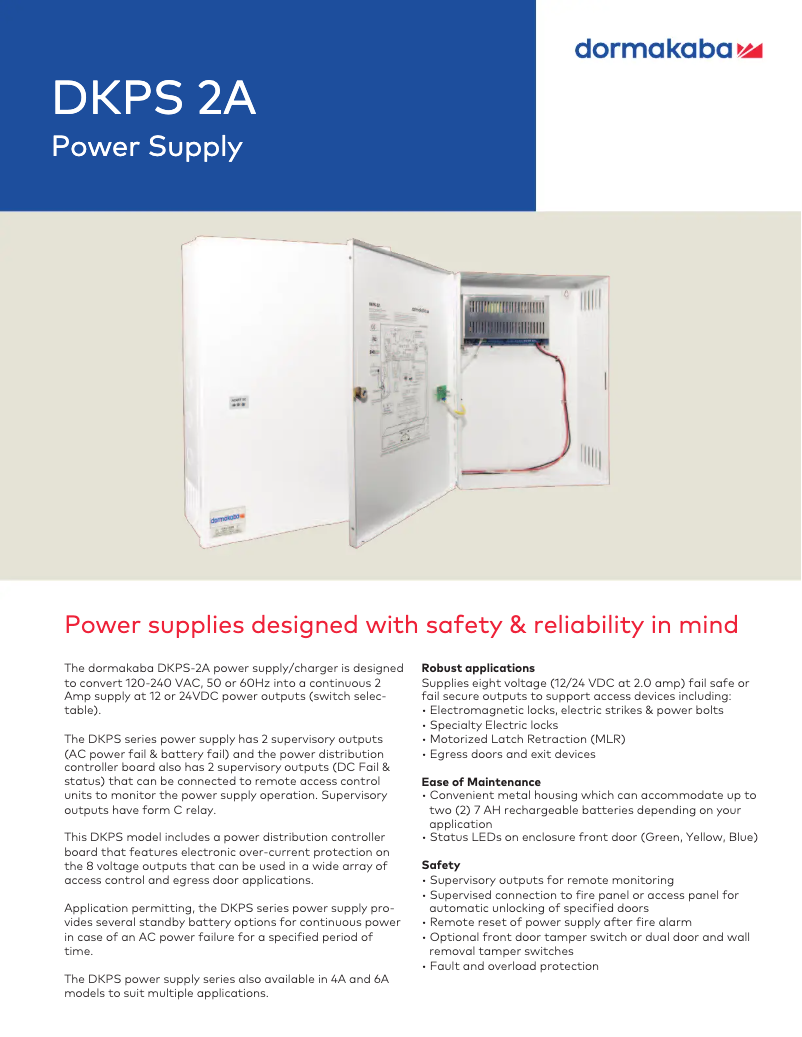 Página 1 del manual Ficha técnica Dormakaba DKPS-2A