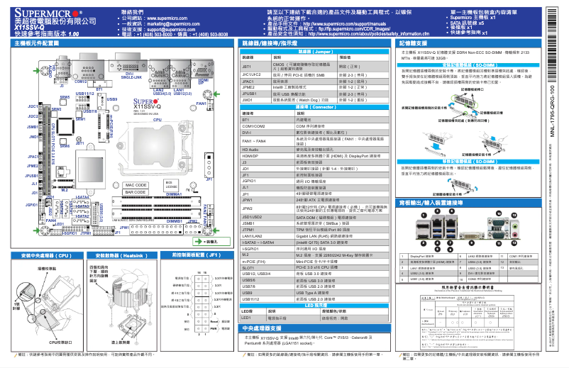 Página 1 del manual Guía de inicio rápido Supermicro X11SSV-Q