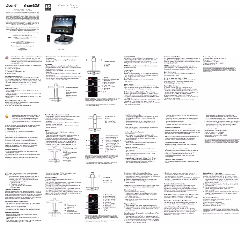 Imagen de la primera página del manual del dispositivo Cinema Sound
