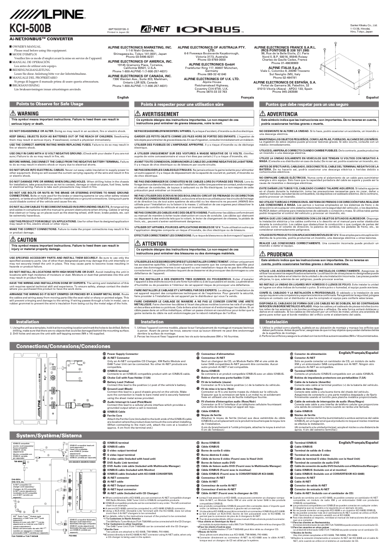 Imagen de la primera página del manual del dispositivo KCI-500B