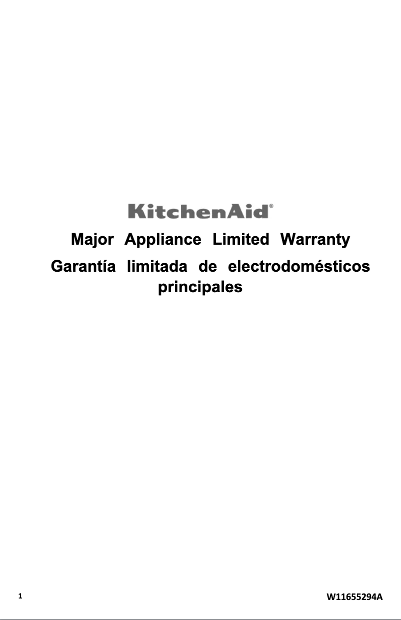 Página 1 del manual Información de garantía KitchenAid KMCS122P