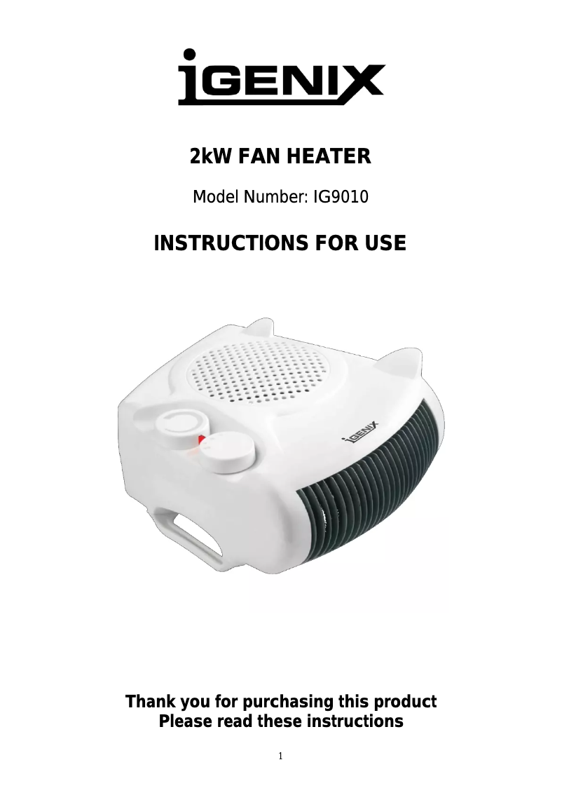 Imagen de la primera página del manual del dispositivo IG9010