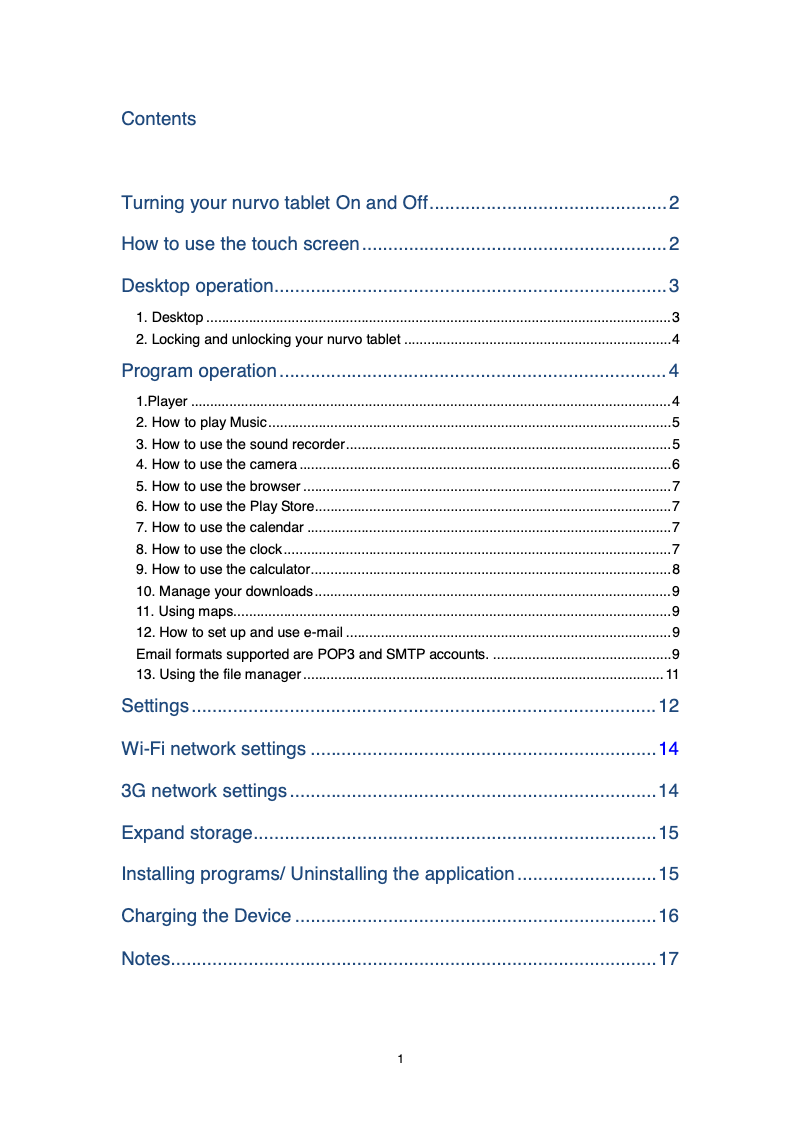 Imagen de la primera página del manual del dispositivo Budget 7"