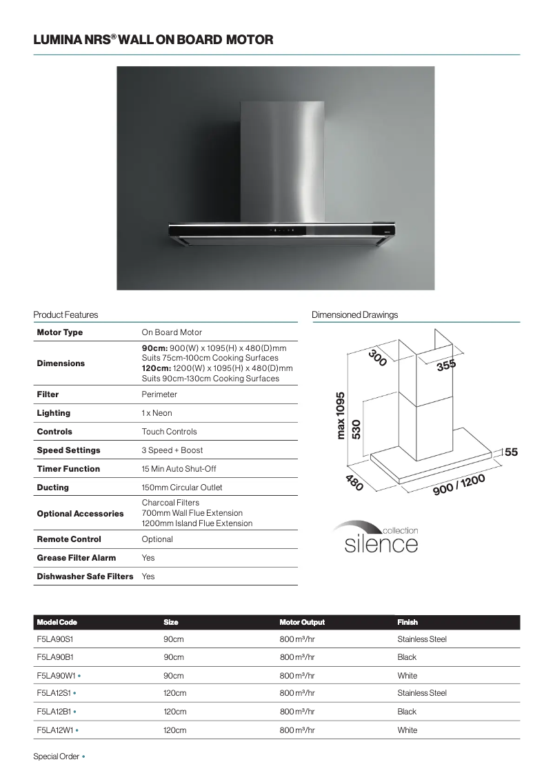 Página 1 del manual Ficha técnica Falmec F5LA90B1
