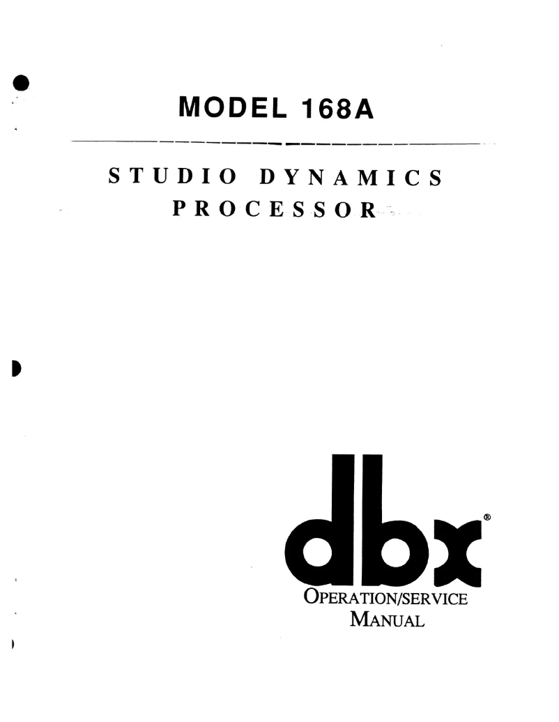 Página 1 del manual Manual de usuario DBX 168A