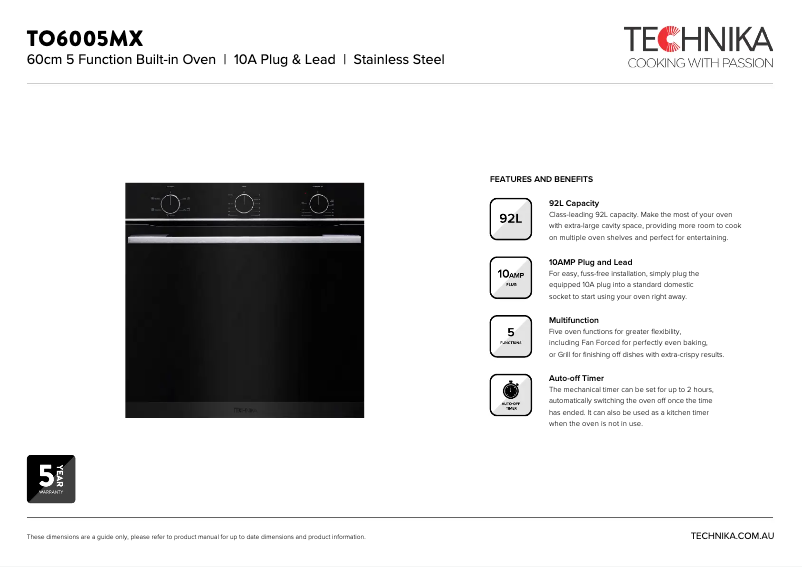 Imagen de la primera página del manual del dispositivo TO6005MX