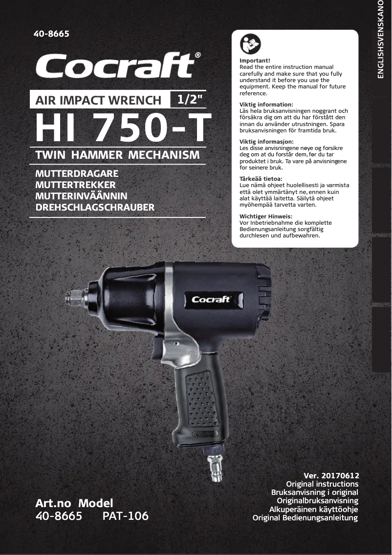 Página 1 del manual Manual de usuario Cocraft HI 750-T 1