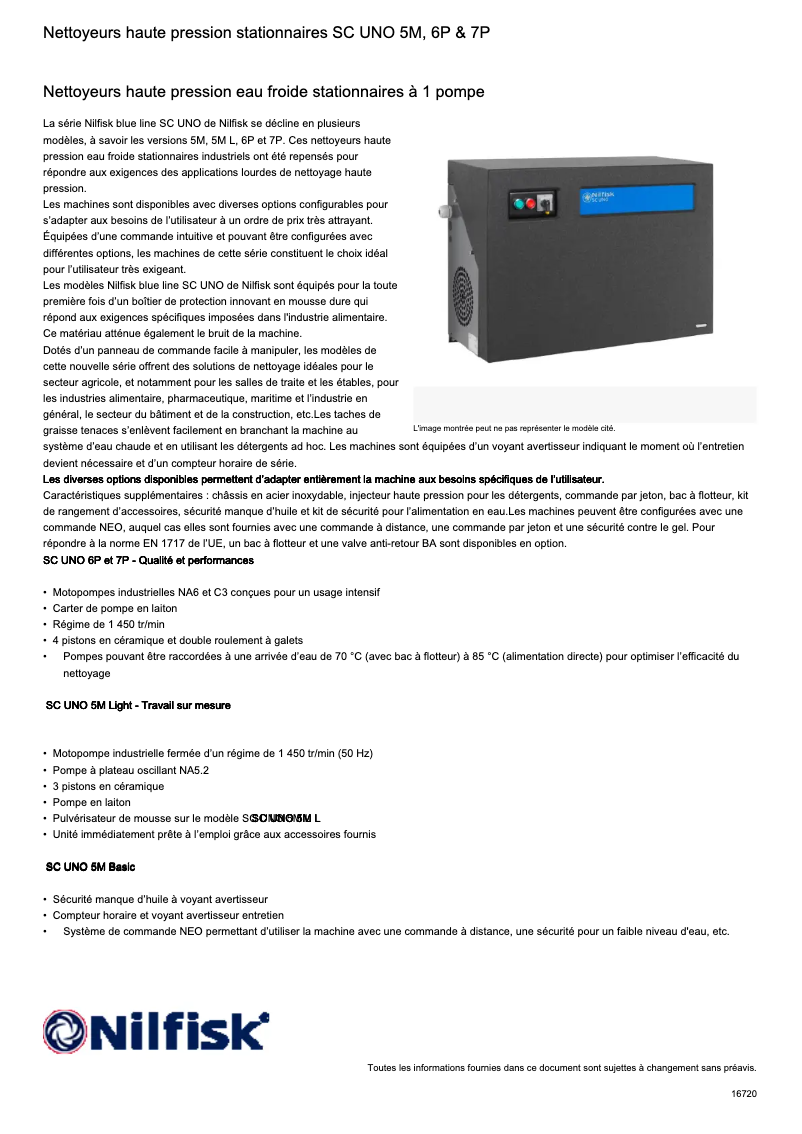 Página nº 1 - Ficha técnica Nilfisk SC UNO 7P