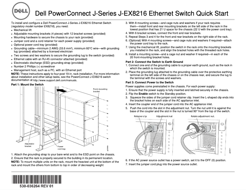 Imagen de la primera página del manual del dispositivo PowerConnect J-EX8216
