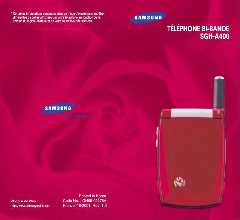 Página 1 del manual Manual de usuario Samsung SGH-A400=