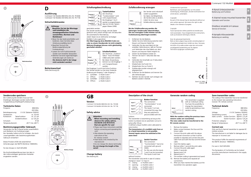 Imagen de la primera página del manual del dispositivo Command 132 Multibit
