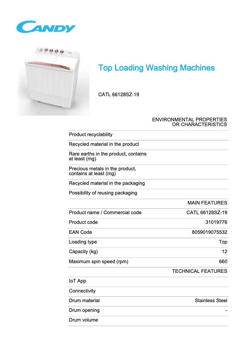 Imagen de la primera página del manual del dispositivo CATL 66128SZ-19