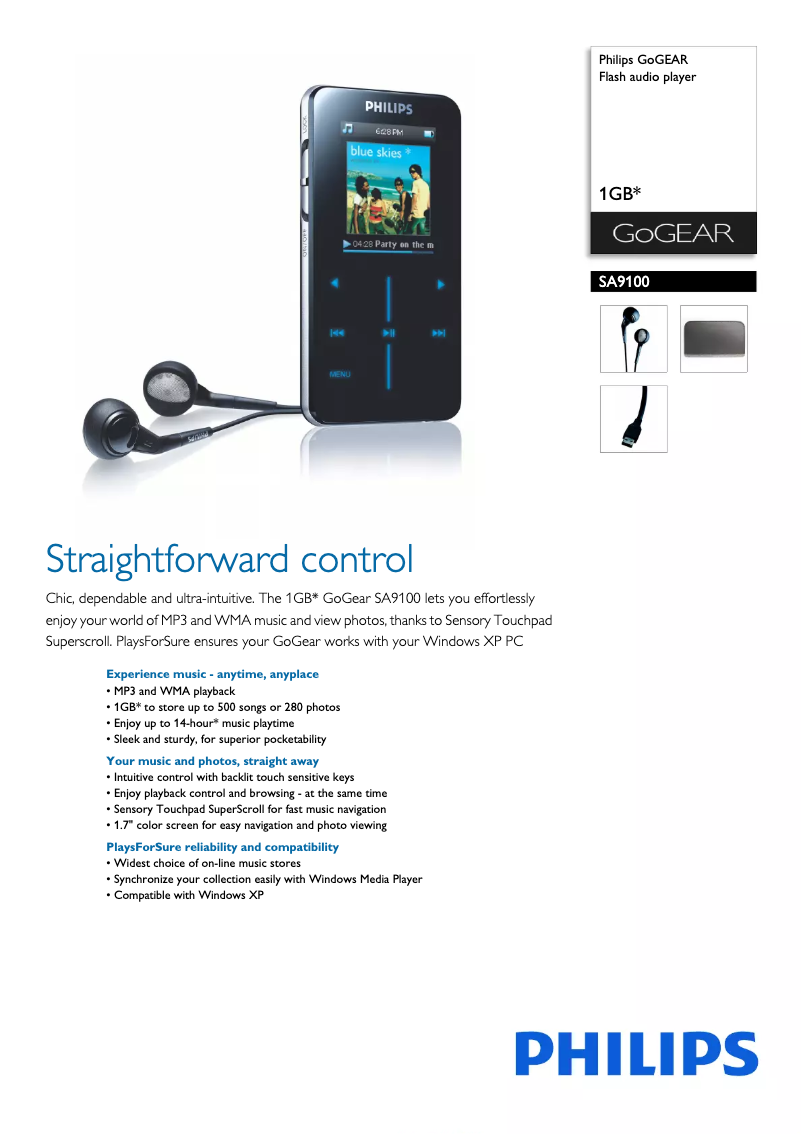 Página 1 del manual Folleto Philips GoGear SA9100
