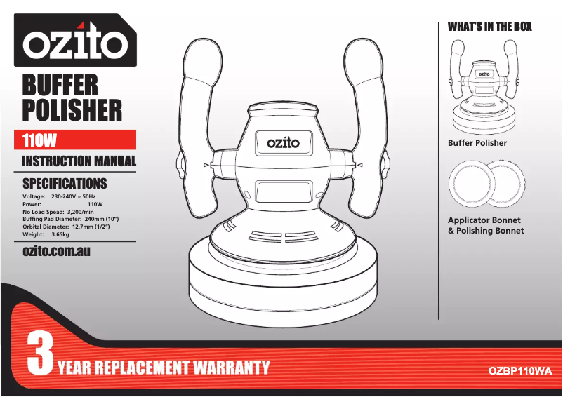 Página 1 del manual Manual de usuario Ozito OZBP110WA
