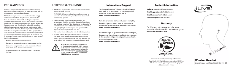 Imagen de la primera página del manual del dispositivo IAEB18