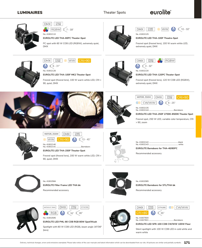 Página 1 del manual Catálogo Eurolite LED THA-100F MK2