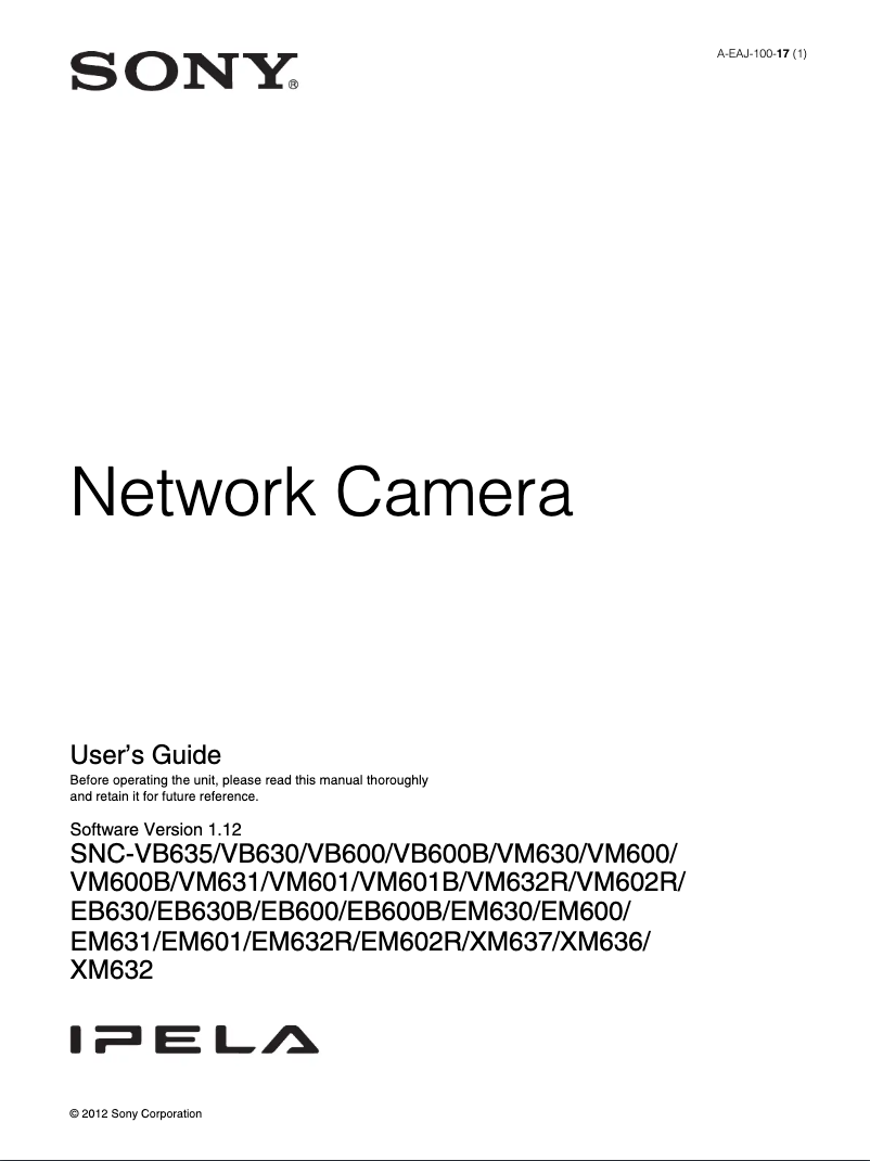 Página 1 del manual Manual de usuario Sony SNC-VB600B