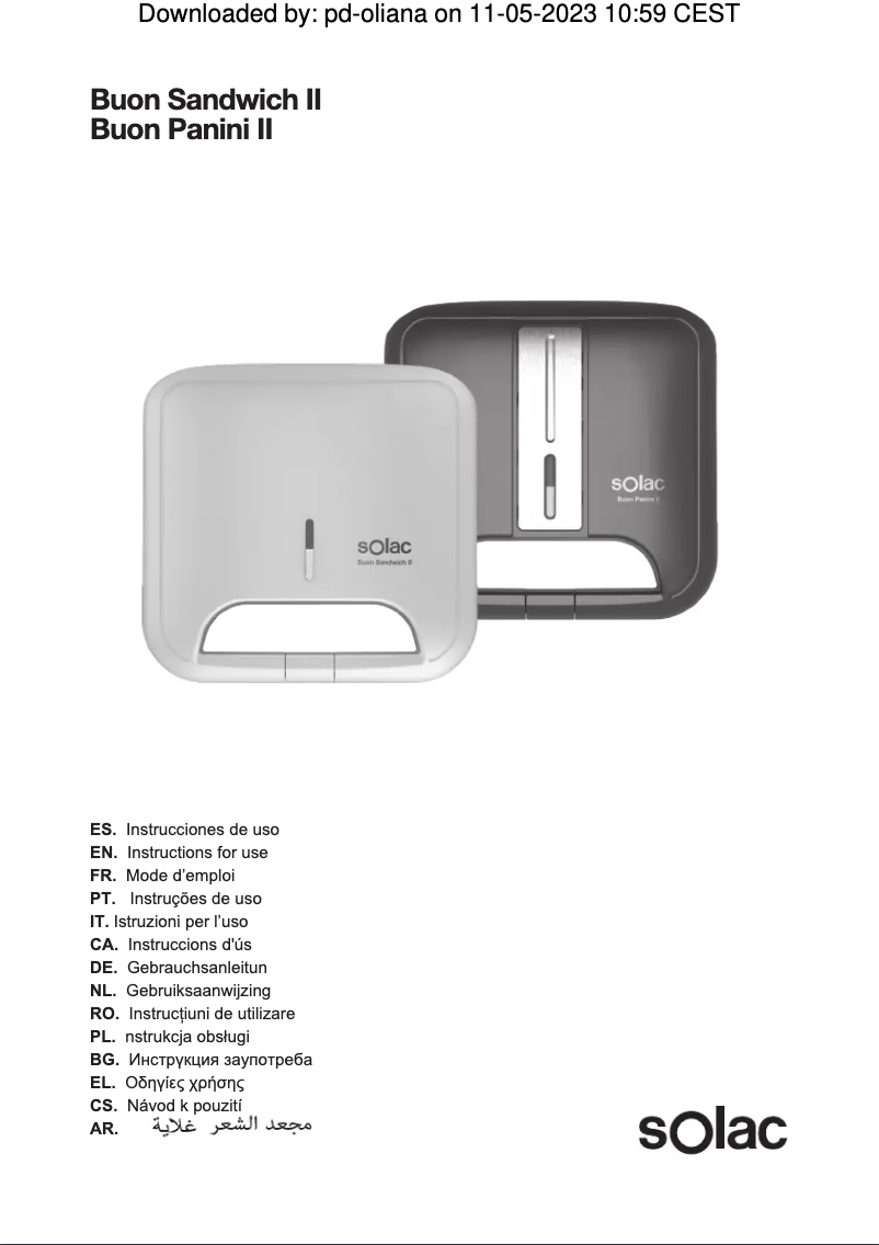Imagen de la primera página del manual del dispositivo Buon Sandwich II SD5054