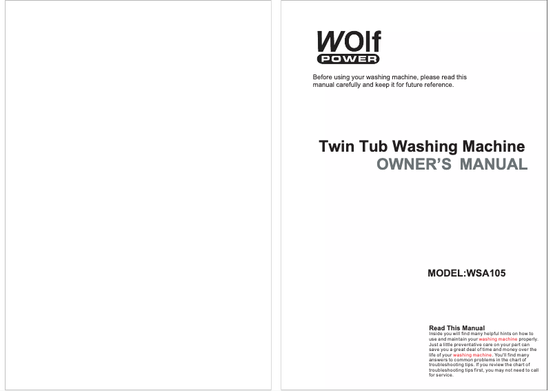 Página 1 del manual Manual de usuario Wolf Power WSA105