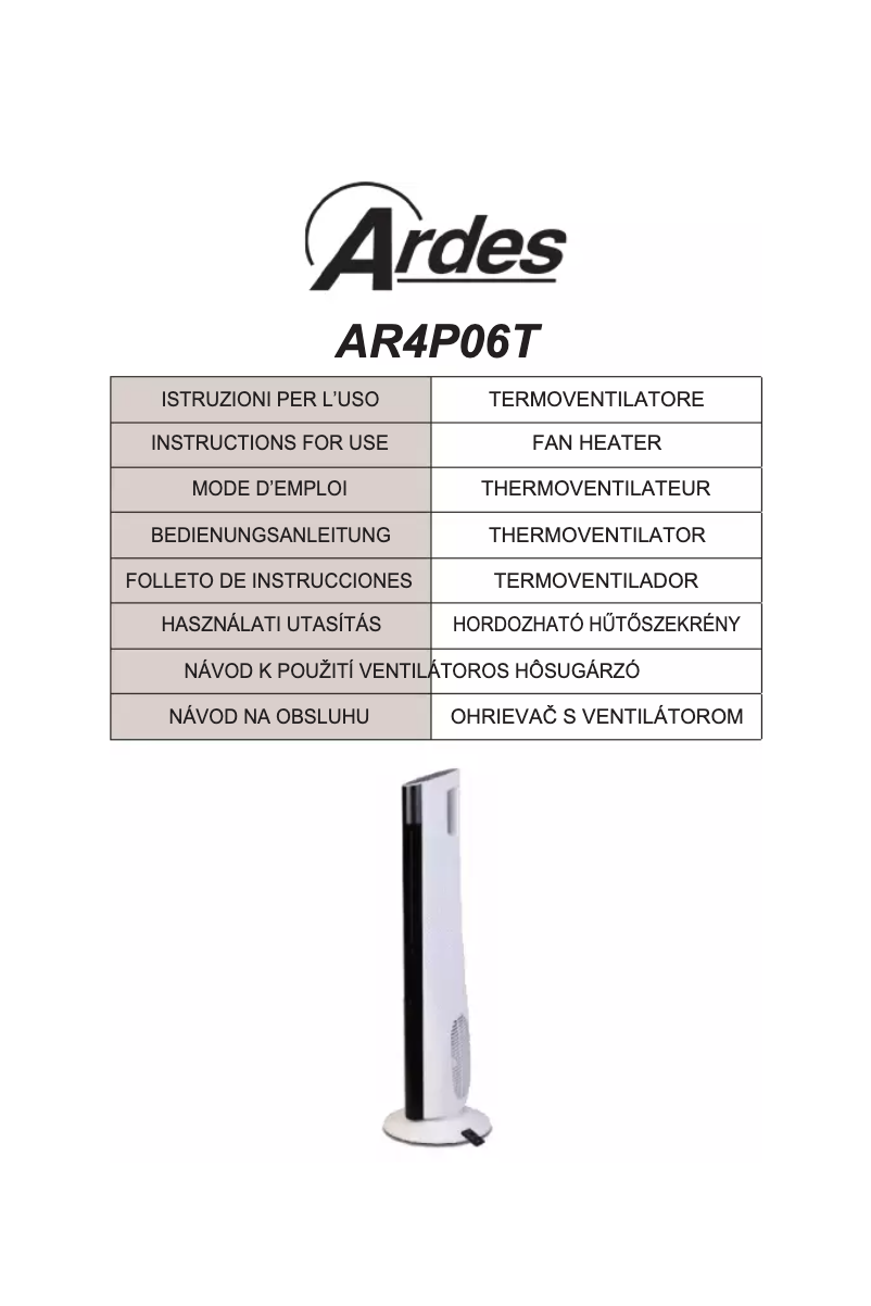 Imagen de la primera página del manual del dispositivo AR4P06T