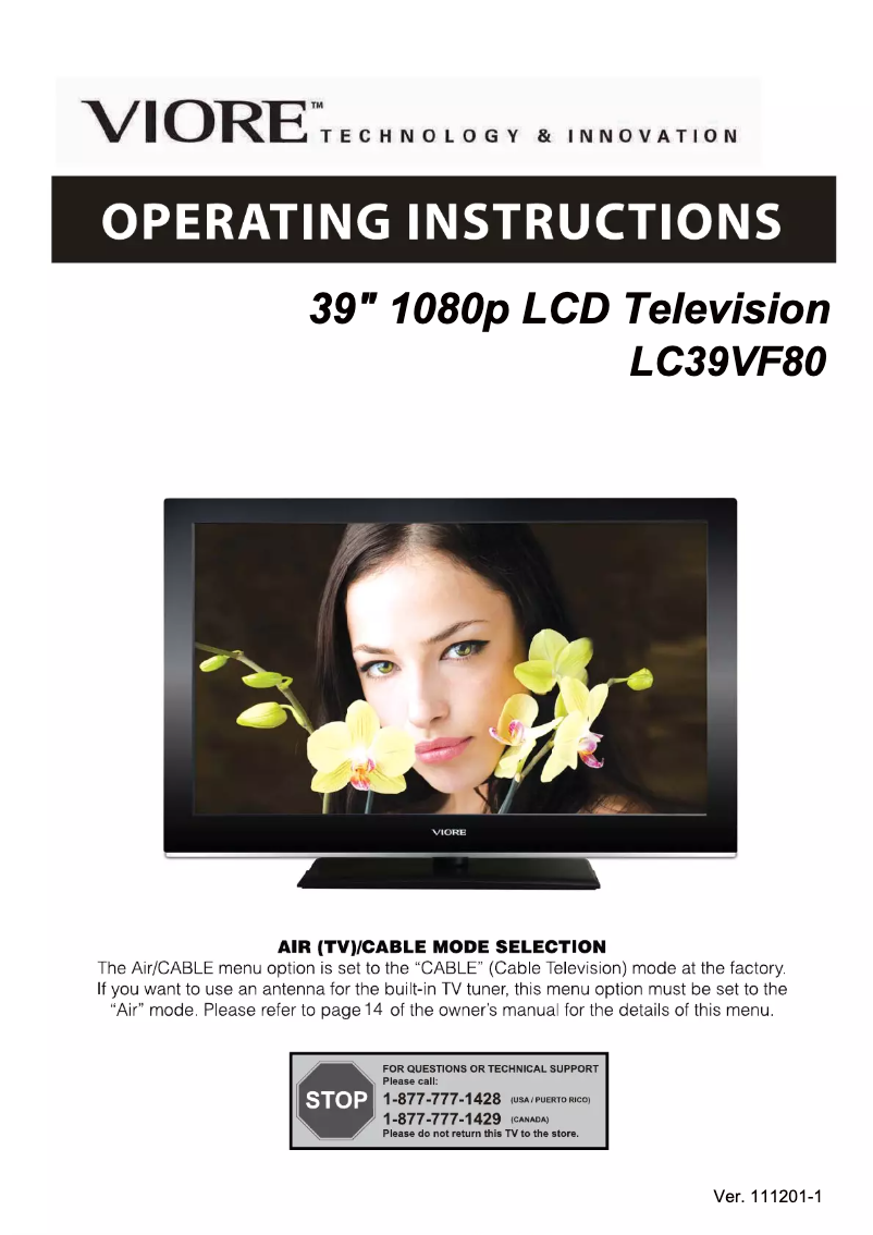 Página nº 1 - Manual de usuario Viore LC39VF80