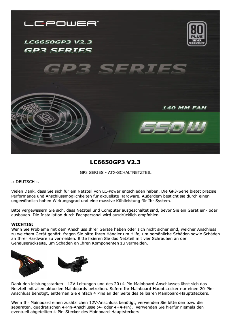 Página nº 1 - Manual de usuario LC-Power LC6650GP3 V2.3