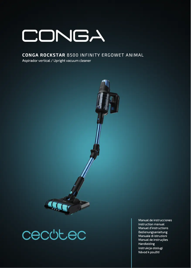 Imagen de la primera página del manual del dispositivo Conga Rockstar 8500 Infinity ErgoWet Animal